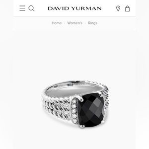 David Yurman- Petite Wheaton Ring, Black Onyx